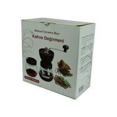 Değirmen Seramik Öğütücülü Cam Hazneli Kahve Değirmeni Siyah