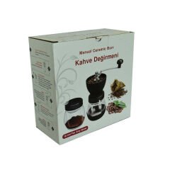 Değirmen Seramik Öğütücülü Cam Hazneli Kahve Değirmeni Siyah