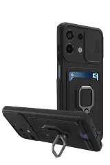 Newface Xiaomi Redmi Note 13 4g Kılıf Zuma Kartvizitli Yüzüklü Silikon - Siyah