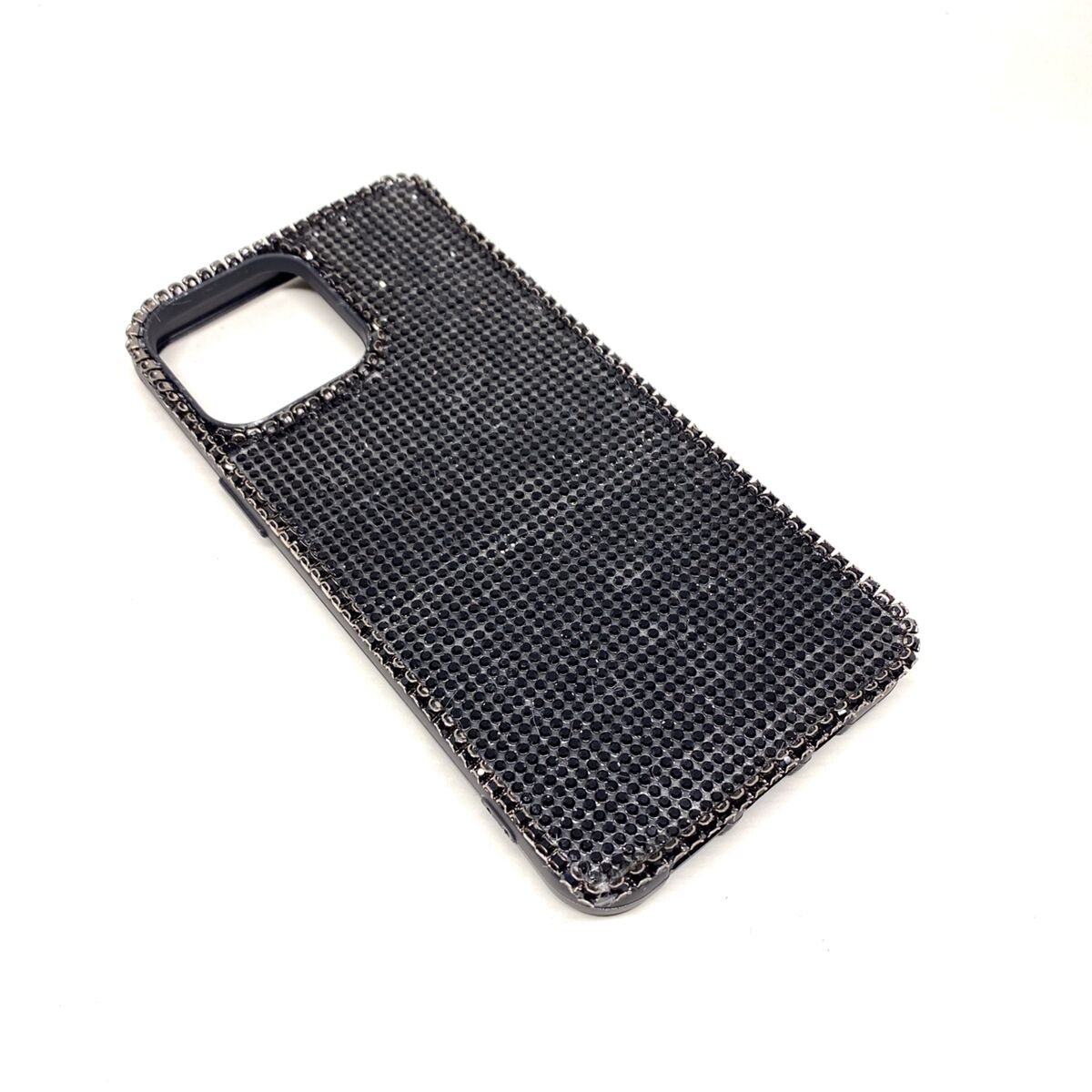 iPhone 13 6.1'' Uyumlu Kristal Taşlı Siyah Telefon Kılıfı Siyah Taşlı