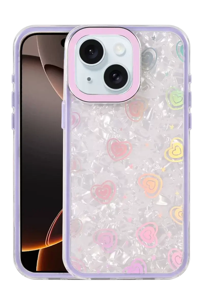 Newface Apple İphone 15 Lumi Desenli Kapak - Mor