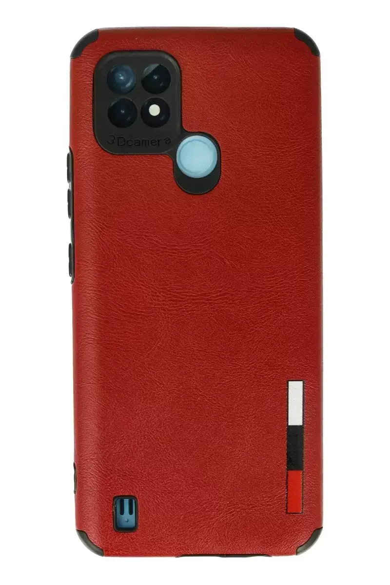 Newface Realme C21 Kılıf Loop Deri Silikon - Kırmızı