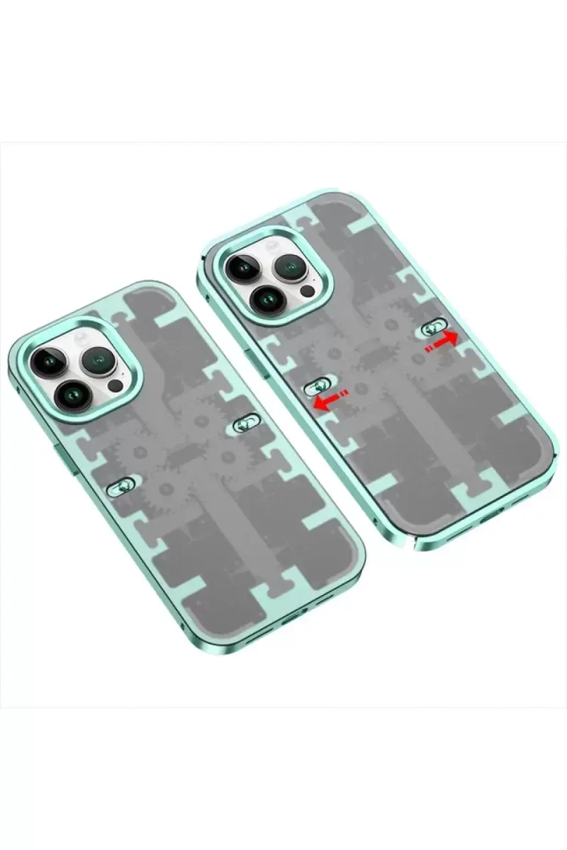 Newface İphone 14 Pro Max Kılıf Mekanik Bumper Kapak - Yeşil