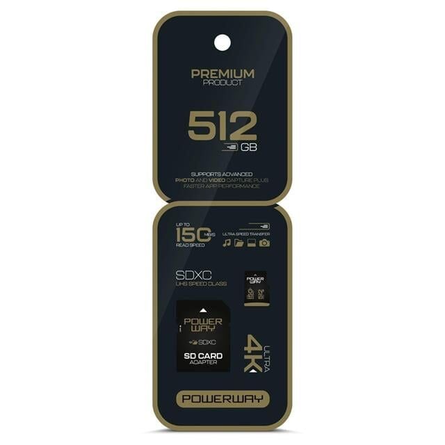 Powerway Premium 512 Gb 150mb/s Ultra Hızlı 4k Destekli Sdxc Hafıza Kartı