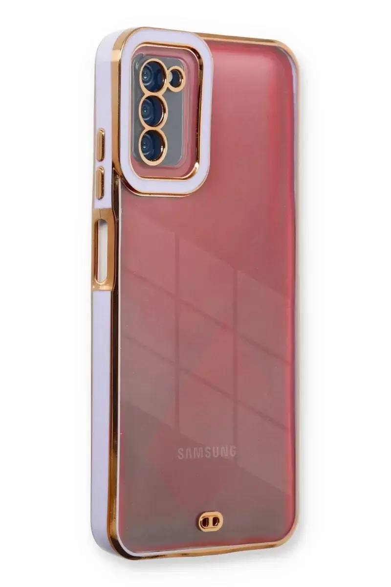 Newface Samsung Galaxy A03s Kılıf Liva Lens Silikon - Lila