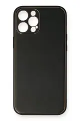 Newface İphone 12 Pro Max Kılıf Coco Deri Silikon Kapak - Siyah