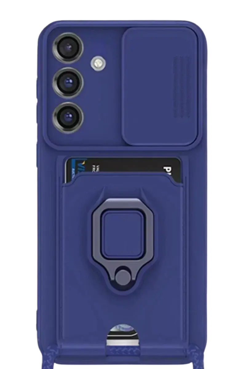 Newface Samsung Galaxy S25 Plus Kılıf Zuma Kartvizitli Yüzüklü Silikon - Lacivert