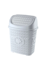 5 Parça Örgü Desenli Plastik Banyo Seti Çamaşır Sepeti Deterjanlık Klik Çöp Kovası Klozet Fırçası
