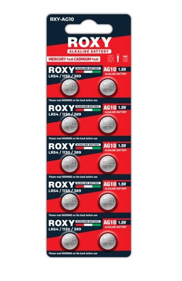 Roxy Rxy-ag10 1.5 Volt Lr54/1130/189/389 Alkalin Düğme Pil (10'lu Paket)