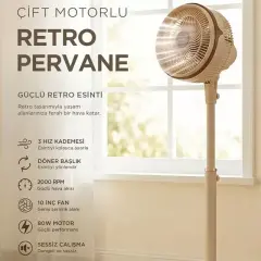 Everest Fan13 Olympos Air Krem/gold 10'' 80w 3 Hız Kademeli 2000rpm Çift Motorlu Retro Vantilatör