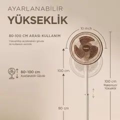 Everest Fan13 Olympos Air Krem/gold 10'' 80w 3 Hız Kademeli 2000rpm Çift Motorlu Retro Vantilatör