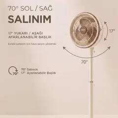 Everest Fan13 Olympos Air Krem/gold 10'' 80w 3 Hız Kademeli 2000rpm Çift Motorlu Retro Vantilatör
