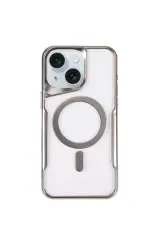 Newface İphone 15 Plus Kılıf Boyi Magsafe Silikon Kapak - Gümüş