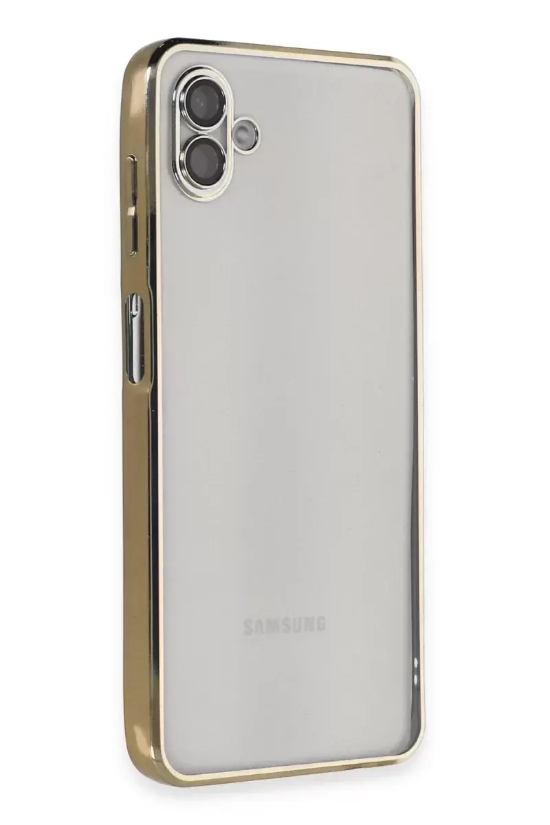 Newface Samsung Galaxy A04 Kılıf Razer Lensli Silikon - Gold