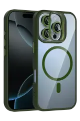 Joko Apple İphone 16 Pro Max Remim Lensli Magsafe Standlı Kapak - Koyu Yeşil