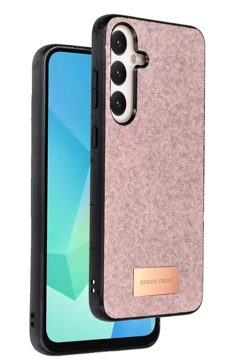 Onegif Samsung Galaxy A56 Bright Simli Kapak - Pembe