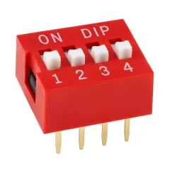 Pcb Tip 4'lü Kırmızı Dıp Switch 2.54mm Pin Aralıklı Devre Anahtarı