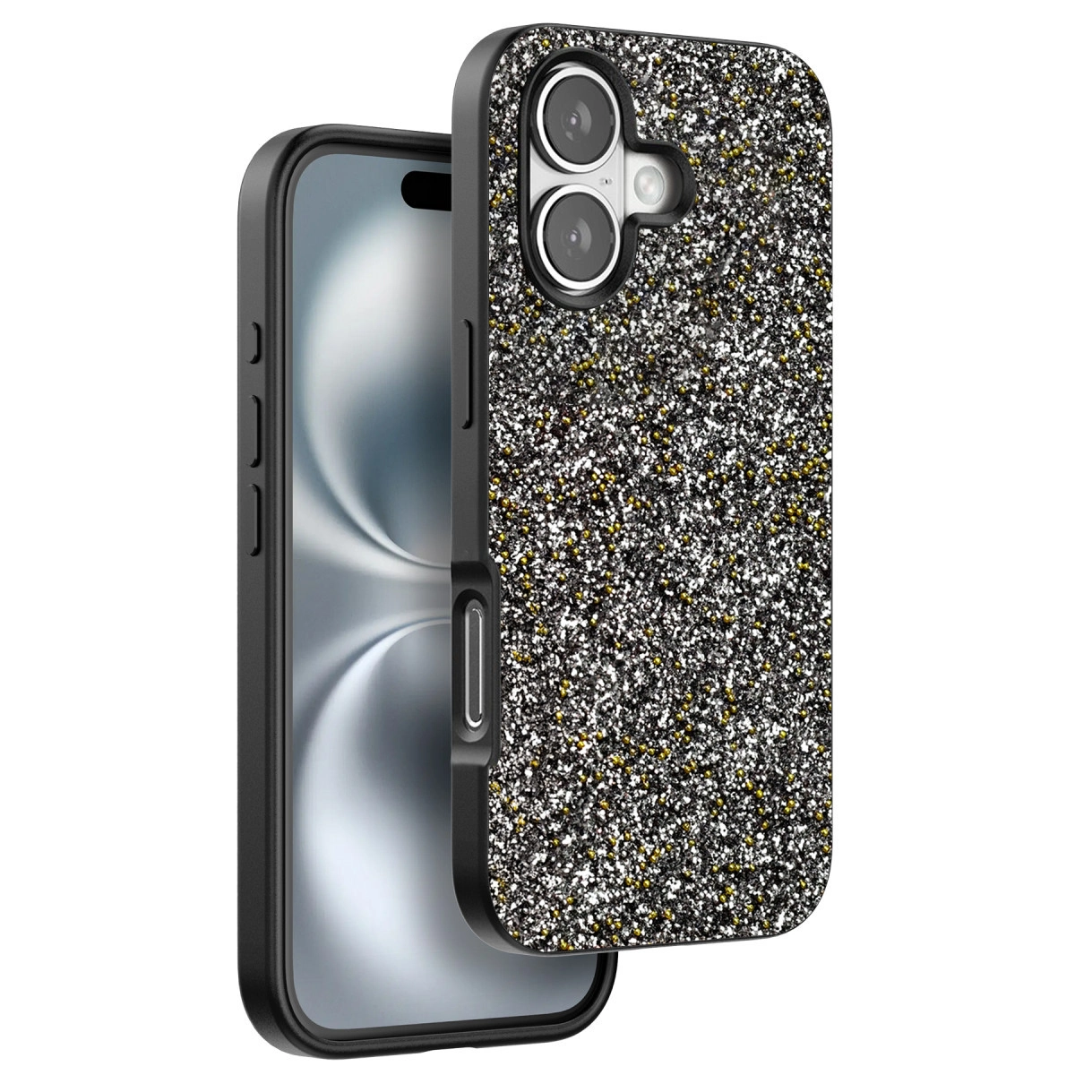Onegif  İphone 16 Plus Bright Simli Kapak - Gümüş