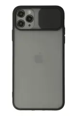 Newface İphone 11 Pro Max Kılıf Palm Buzlu Kamera Sürgülü Silikon - Siyah