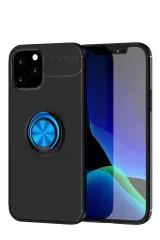 Newface Apple İphone 12 Kılıf Range Yüzüklü Silikon - Siyah-mavi