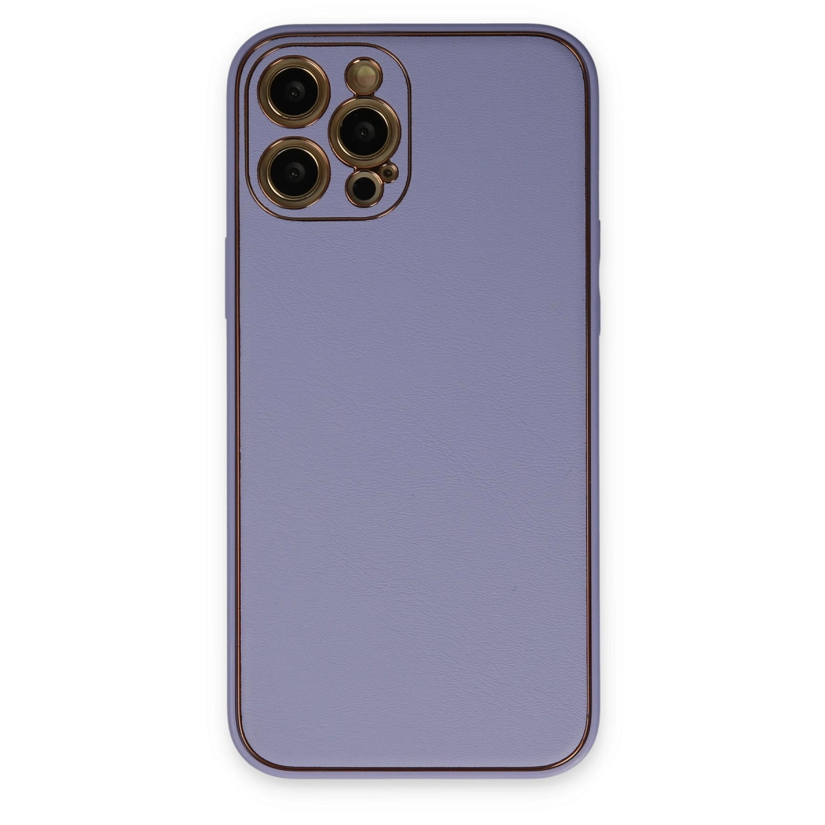 İphone 12 Pro Kılıf Coco Deri Silikon Kapak - Açık Lila