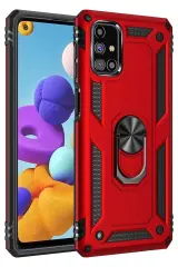 Newface Samsung Galaxy M51 Kılıf Sofya Yüzüklü Silikon Kapak - Kırmızı