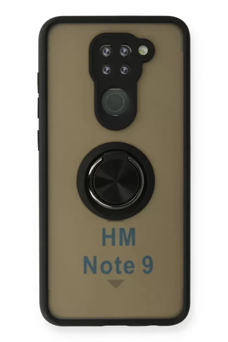 Newface Xiaomi Redmi Note 9 Kılıf Montreal Yüzüklü Silikon Kapak - Siyah