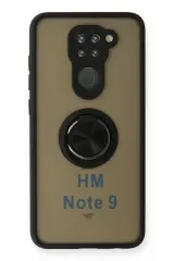 Newface Xiaomi Redmi Note 9 Kılıf Montreal Yüzüklü Silikon Kapak - Siyah