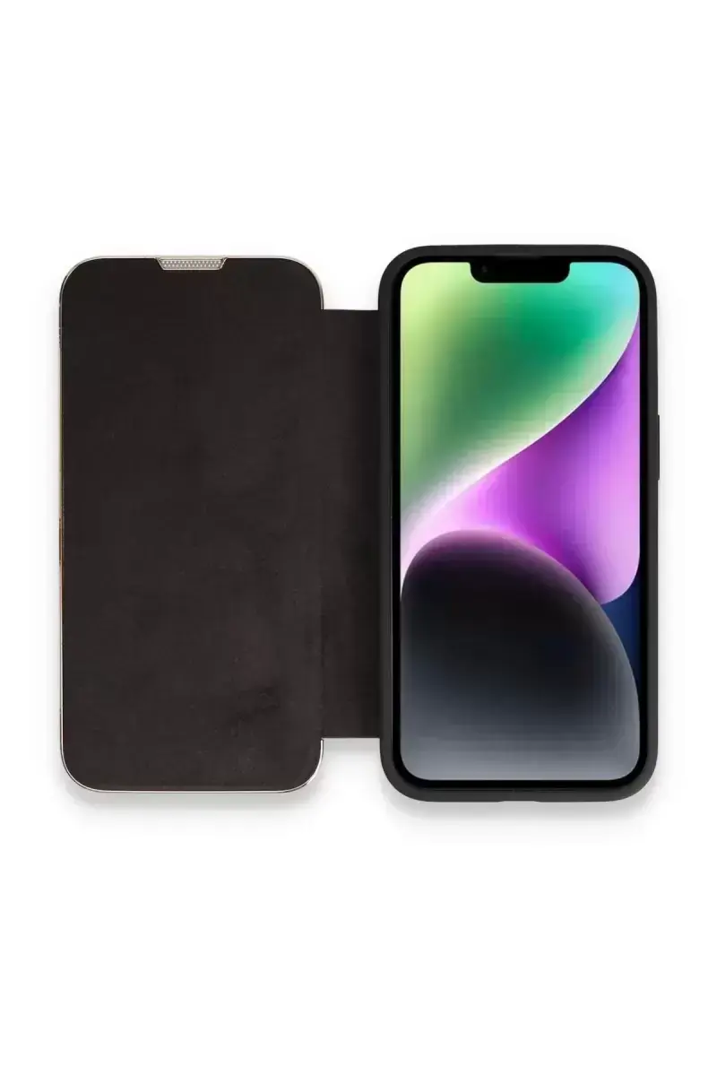 Newface İphone 14 Pro Max Kılıf Dolpin Kapaklı - Siyah