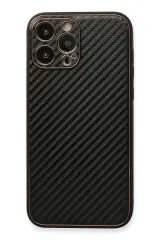 Newface İphone 13 Pro Kılıf Coco Karbon Silikon - Siyah