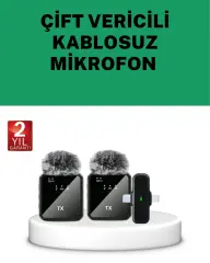 Canlı Yayın Ve Video Çekimleri İçin Çiftli Kablosuz Yaka Mikrofon