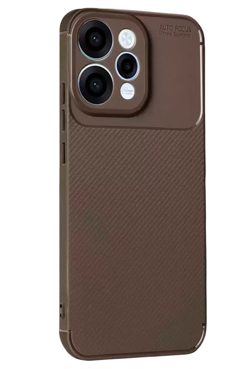 Newface Oppo Reno 15 Auto Focus Karbon Kapak - Kahverengi