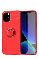 Newface Apple İphone 12 Kılıf Range Yüzüklü Silikon - Kırmızı