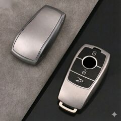 Mercedes E Seri 2017-2020 Uyumlu Smart 3 Buton Silikon Oto Anahtar Kumanda Kabı Kılıf Gri