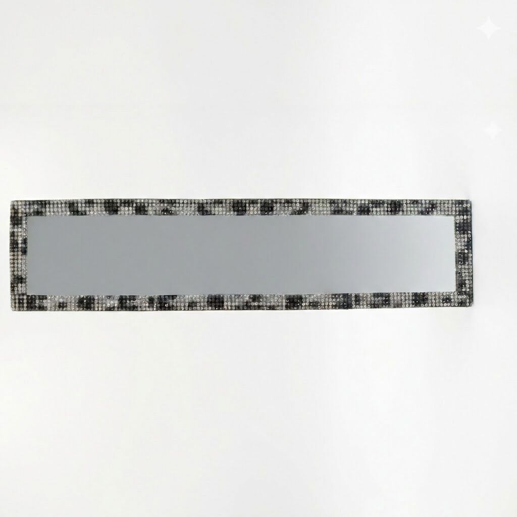 Kristal Taşlı İç Dikiz Aynası Tırnaklı Ayna 29,5x7cm Leopar Desenli