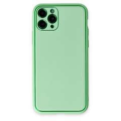 İphone 11 Pro Kılıf Coco Deri Silikon Kapak - Açık Yeşil
