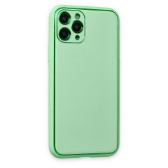 İphone 11 Pro Kılıf Coco Deri Silikon Kapak - Açık Yeşil