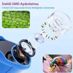 Sunup Sn-37895 Çocuklar İçin Dijital Mikroskop 1000x Büyütme, 2.0'' Ips Ekran Ve Taşınabilir