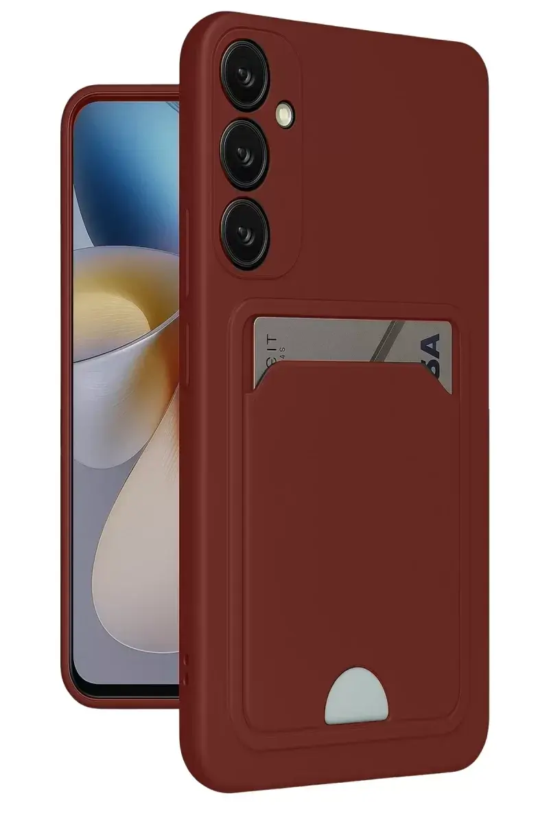 Newface Samsung Galaxy A55 5g Kılıf Kelvin Kartvizitli Silikon - Bordo