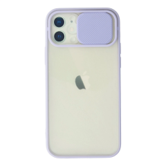 İphone 12 Kılıf Palm Buzlu Kamera Sürgülü Silikon - Lila