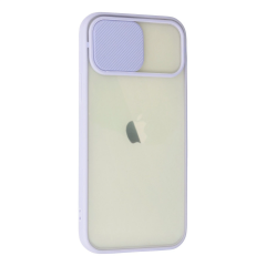 İphone 12 Kılıf Palm Buzlu Kamera Sürgülü Silikon - Lila