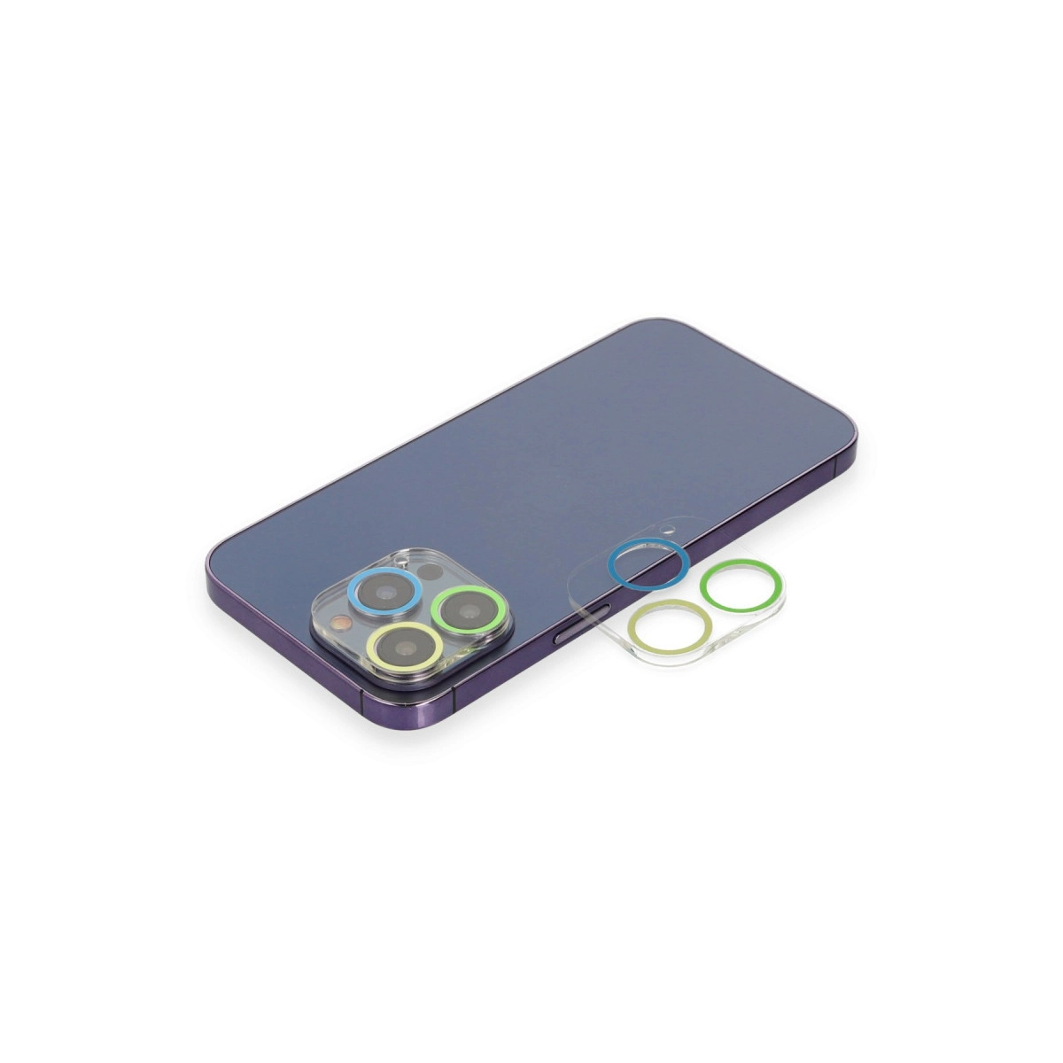 İphone 13 Pro Max Renkli Kamera Lens Koruma Cam - Yeşil-sarı