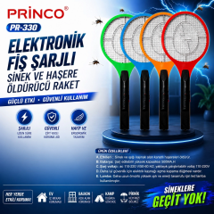 Princo Pr-330 Elektronik Fiş Şarjlı Sinek Ve Haşere Öldürücü Raket