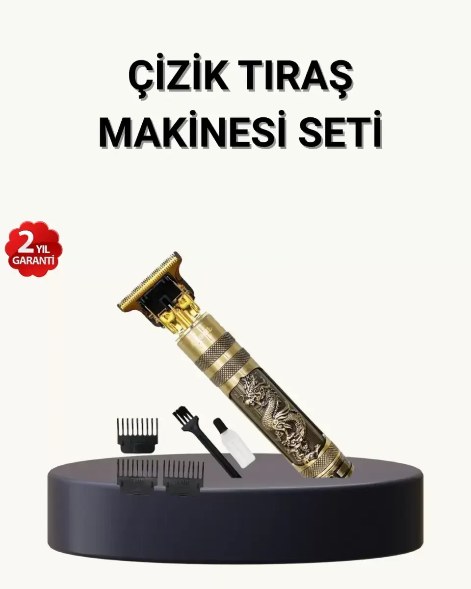 Profesyonel Çizik Tıraş Makinesi – T Çelik Bıçaklı, 120 Dakika Şarjlı Kullanım, 3 Başlıklı