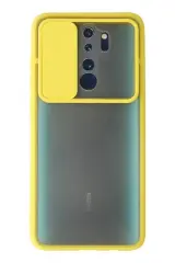 Newface Xiaomi Redmi Note 8 Pro Kılıf Palm Buzlu Kamera Sürgülü Silikon - Sarı