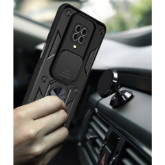 Xiaomi Redmi Note 9 Pro Kılıf Pars Lens Yüzüklü Silikon - Siyah