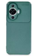 Newface Huawei Nova 12s Kılıf Auto Focus Karbon Kapak - Koyu Yeşil