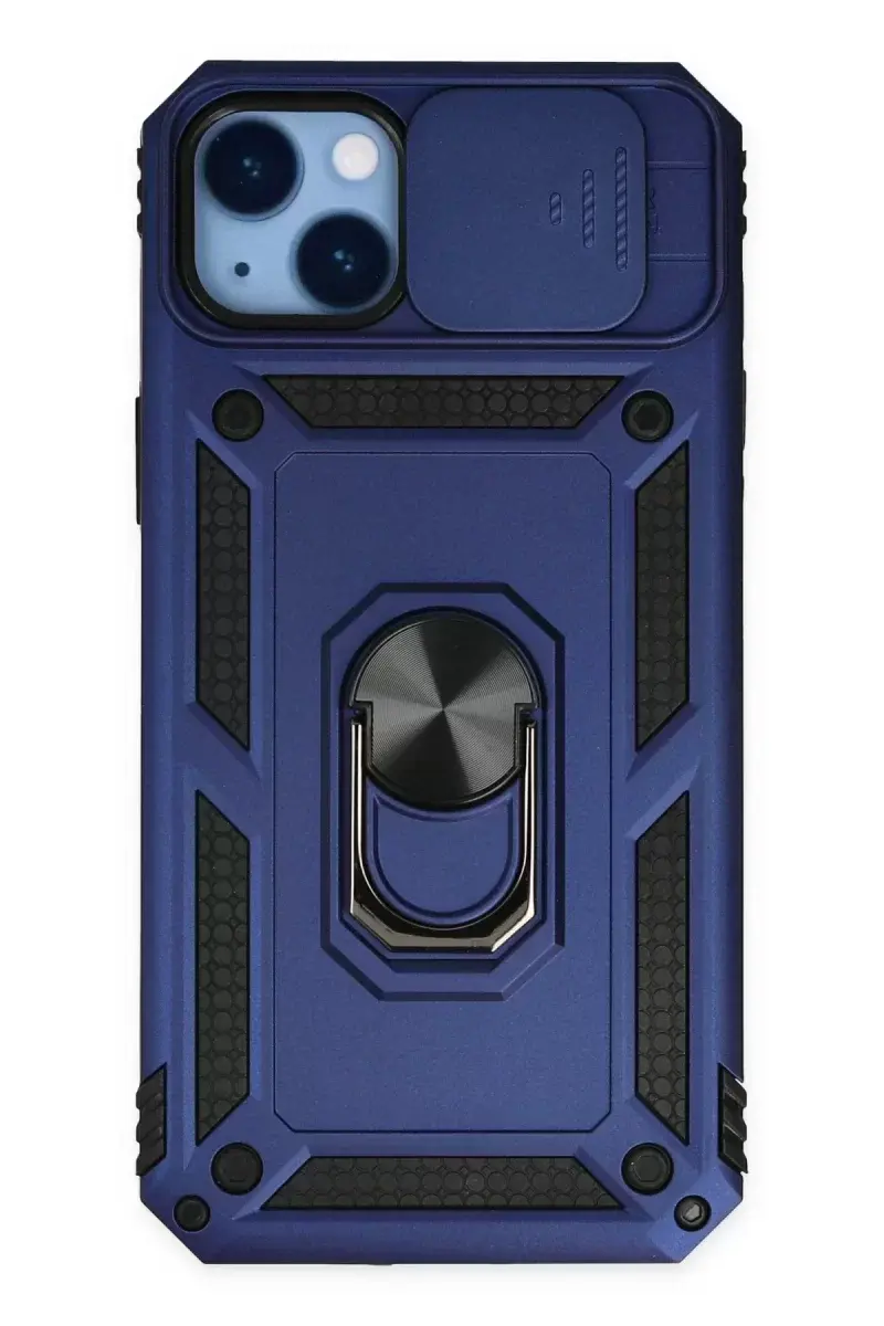 Newface İphone 14 Plus Kılıf Pars Lens Yüzüklü Silikon - Lacivert