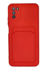 Newface Xiaomi Pocophone M3 Kılıf Kelvin Kartvizitli Silikon - Kırmızı