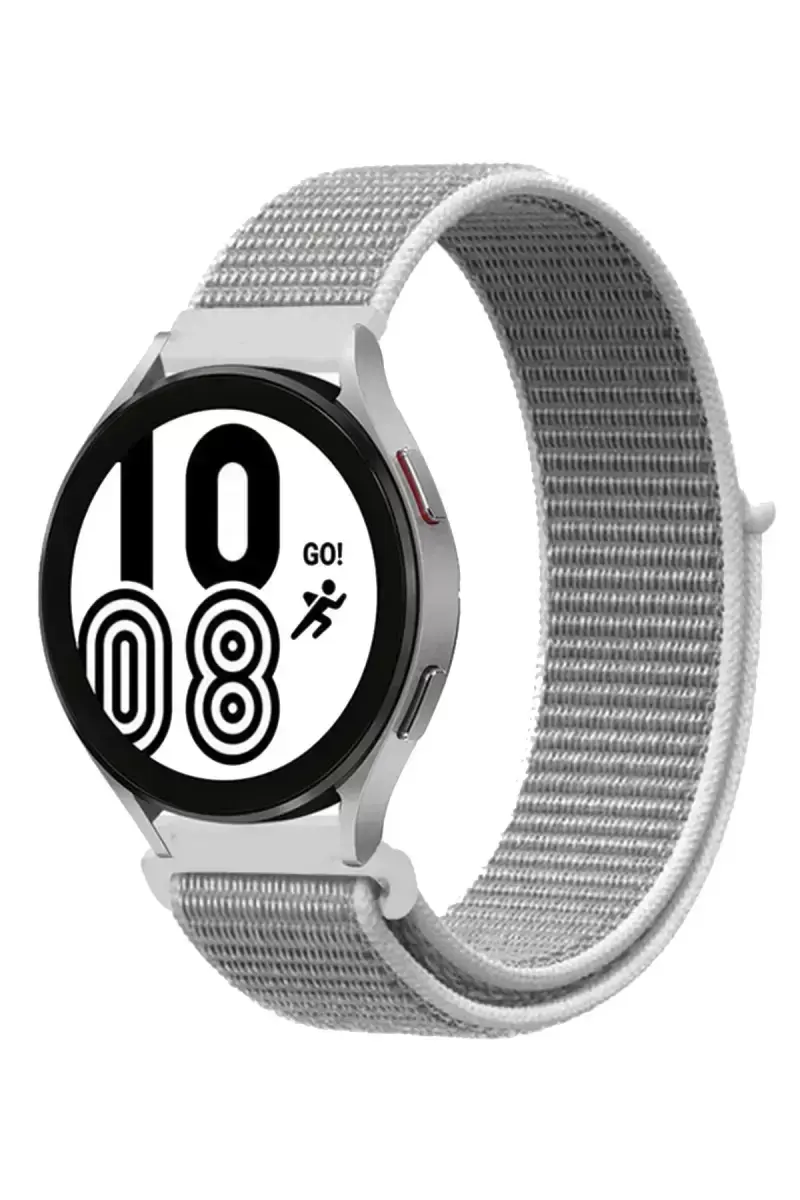 Newface Samsung Galaxy Watch 4 Hasırlı Cırtcırtlı Kordon - Beyaz